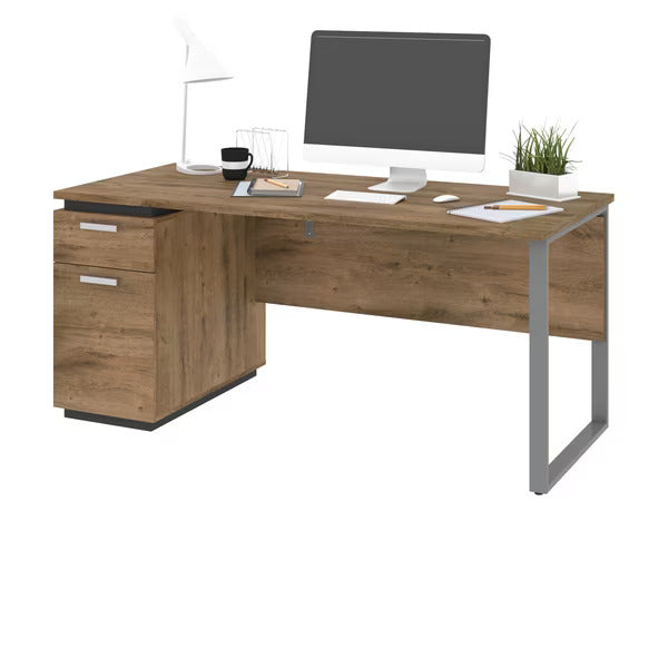 Aquarius Computer Desk, Rustic Brown/Graphite
