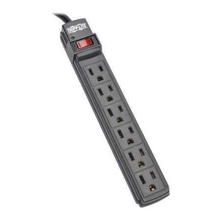 Power Strip, 6-Outlet, Black, 6ft cord