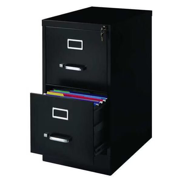15" W 2 Drawer Vertical File Cabinet, Black, Letter