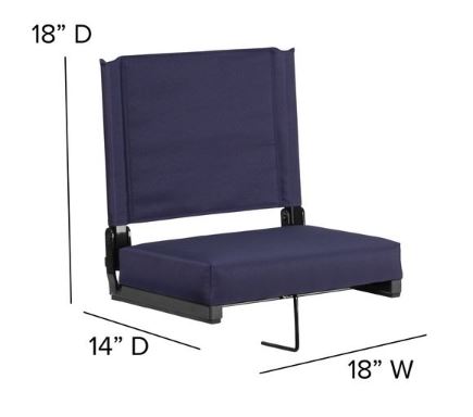 500 lb. Rated Stadium Chair, Navy, PK2
